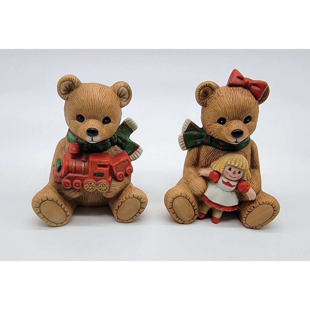 Homco Teddy Bear Figurines Christmas W/ Train and Doll 5560